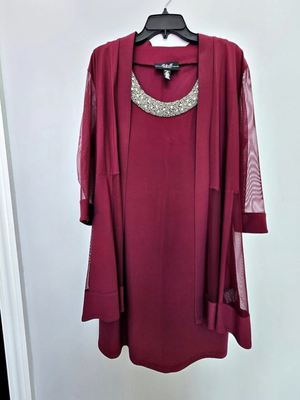 B &M Collection Embellished Neck Midi Dress Size 14 Like New